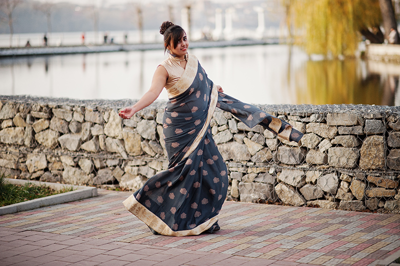 Elegant brunette south asian indian girl in saree